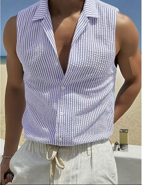 Beau | Men's Seersucker Sleeveless Shirt