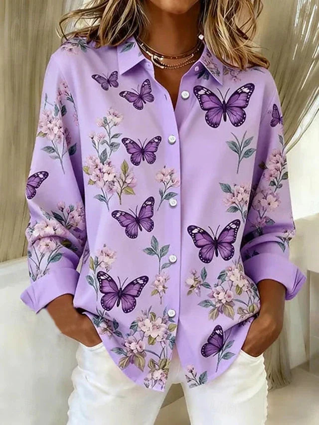 Antoinette | Floral Butterfly Button Blouse