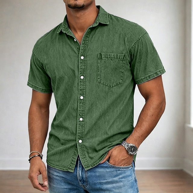Kyle | Men's Acid Wash Cotton Short Sleeve Shirt