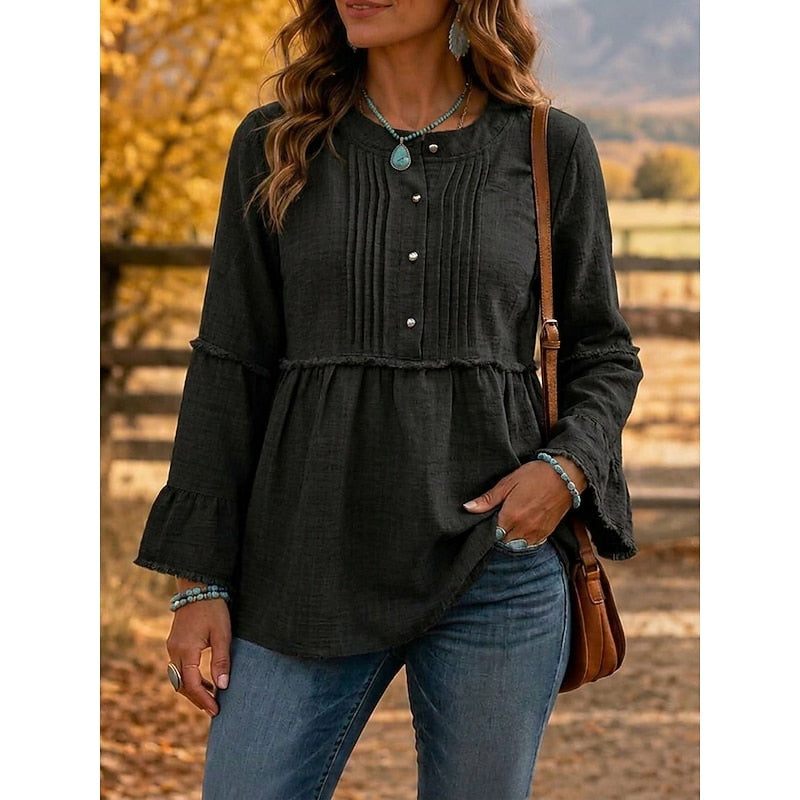 Hazel | Ruffled Peplum Blouse