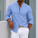 Michael | Men's Textured Stand Collar Long Sleeve Shirt