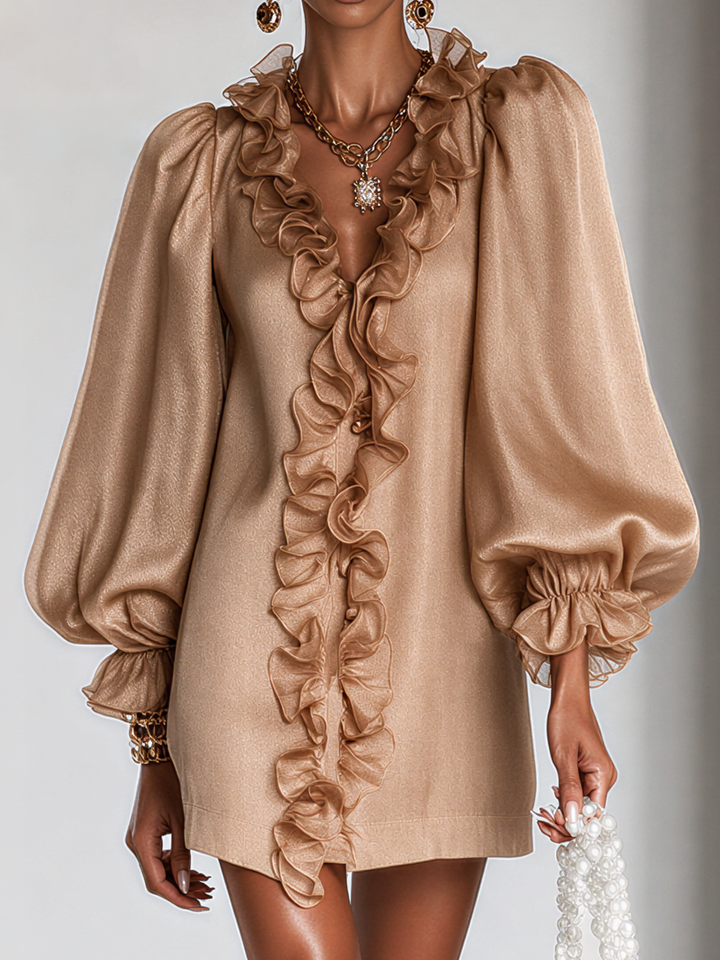 Roxanne | Ruffled Puff-Sleeve Mini Dress