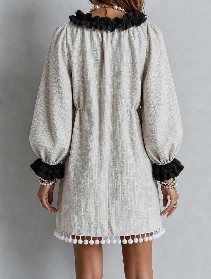 Noelle | Ruffle-Trim Puff Sleeve Mini Dress
