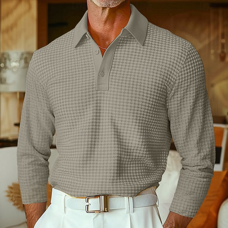 Theron | Textured Long-Sleeve Polo