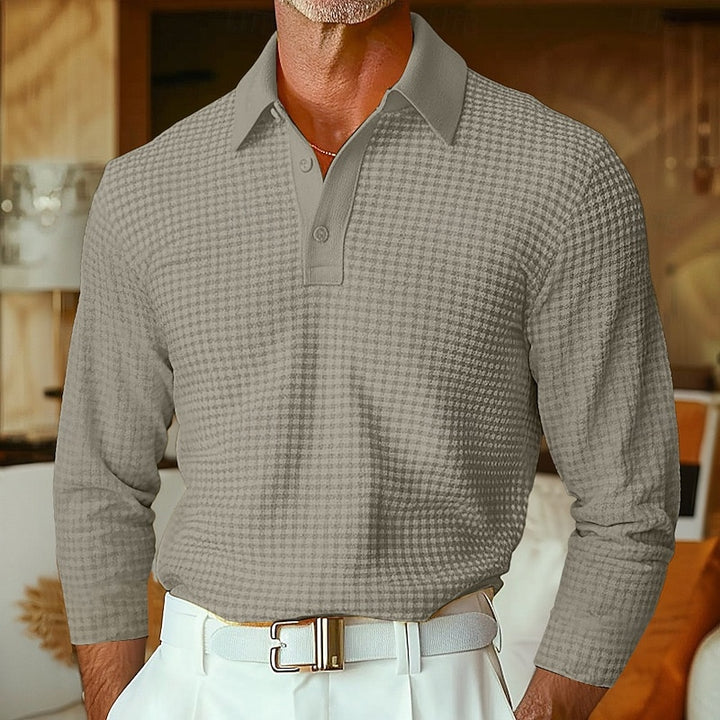 Theron | Textured Long-Sleeve Polo