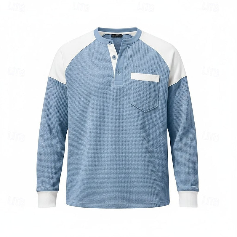 Nolan | Textured Colour-Block Henley