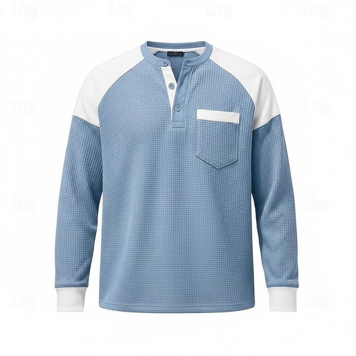 Nolan | Textured Colour-Block Henley