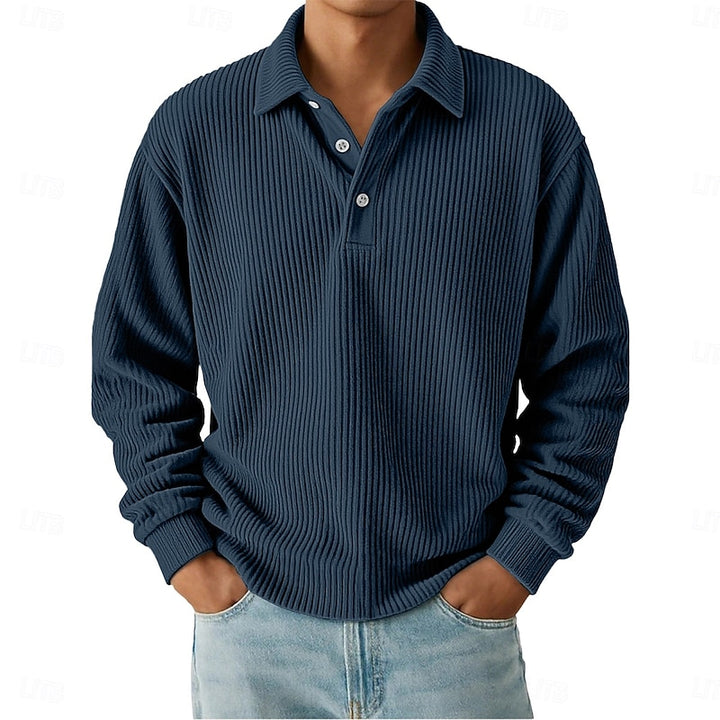 Hudson | Textured Long-Sleeve Polo Shirt