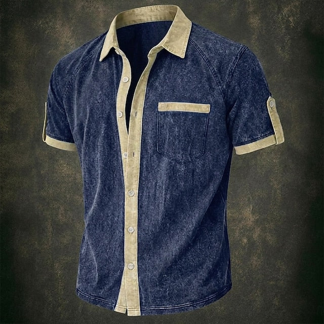 Lloyd | Men's Acid Wash Cotton Short Sleeve Shirt