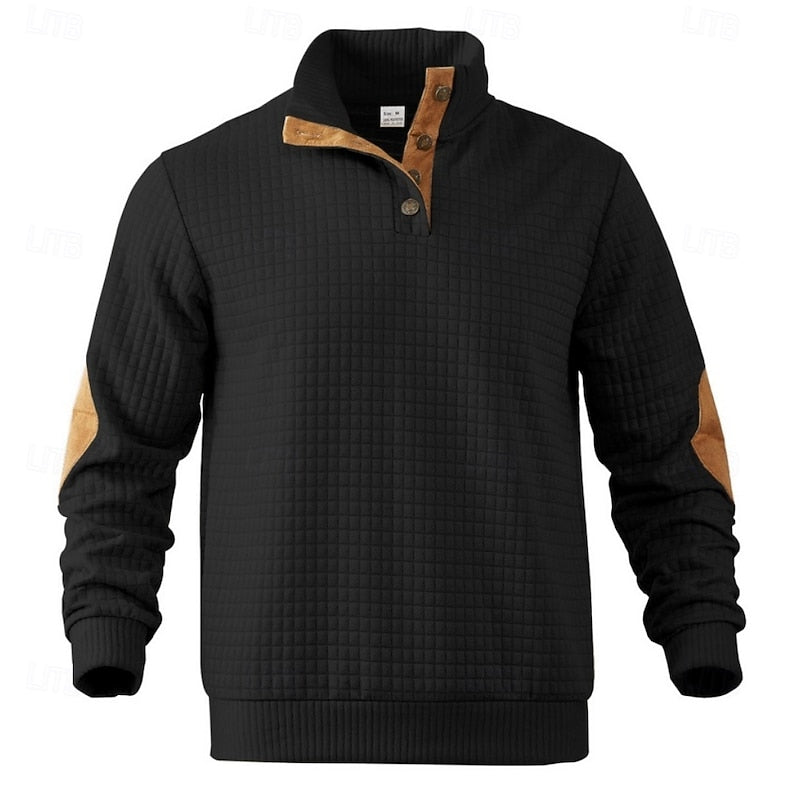 Bradley | Elbow-Patch Standing Collar Pullover