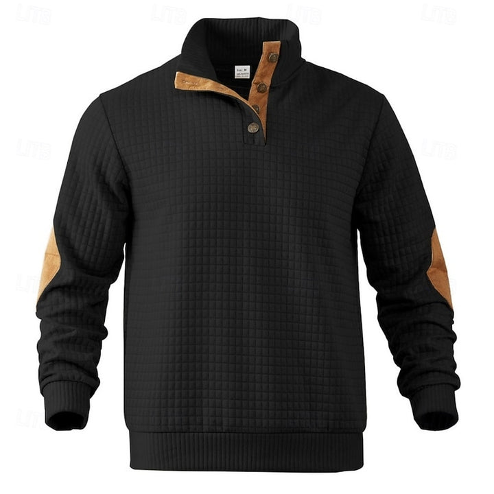 Bradley | Elbow-Patch Standing Collar Pullover