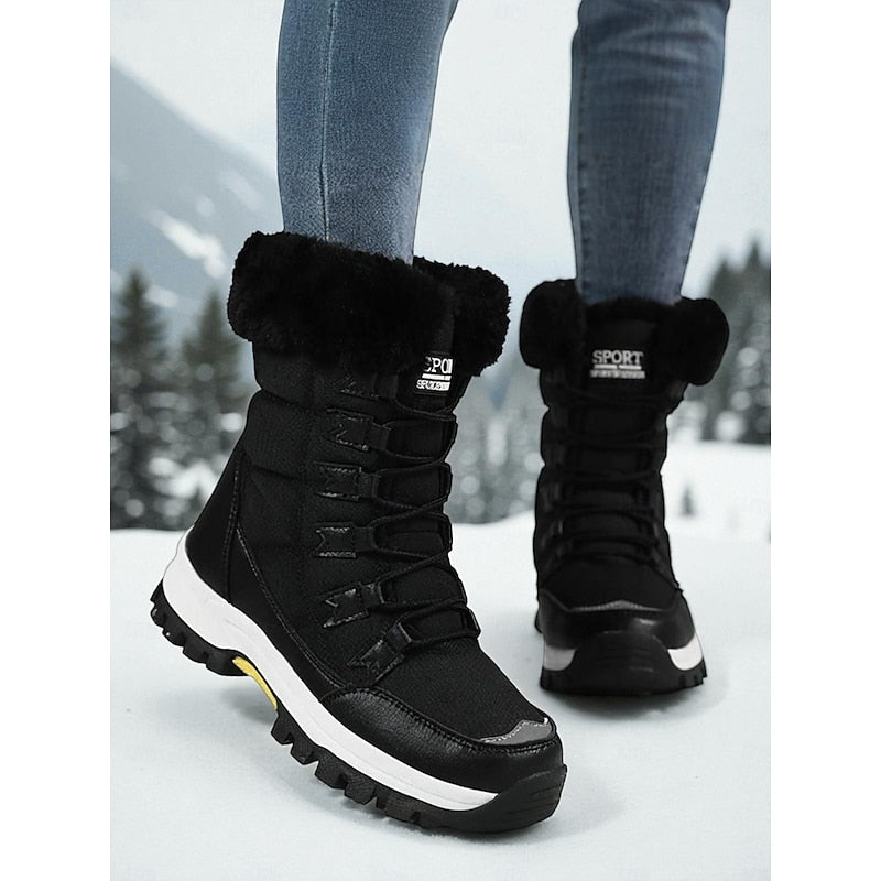 Katherine | Cozy Fur-Trimmed Lace-Up Snow Boots