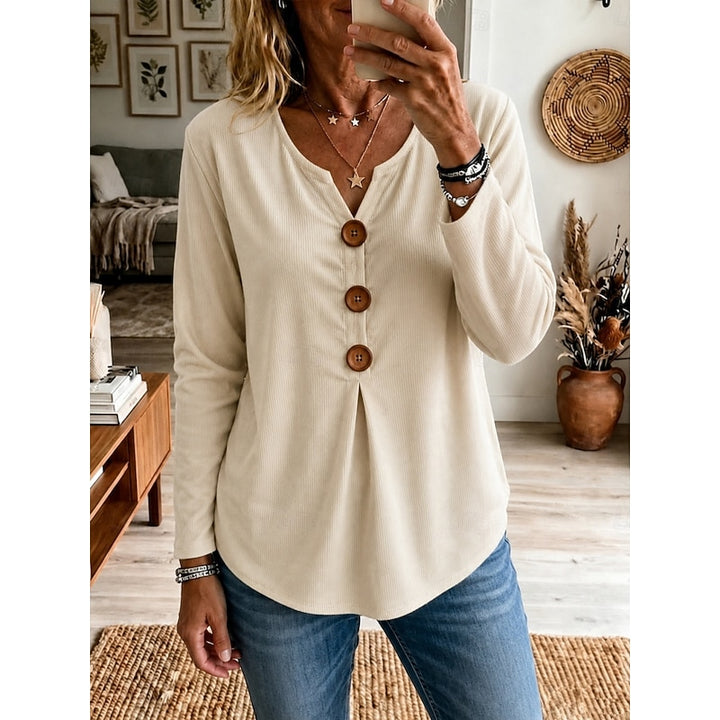 Clara | Button-Front V-Neck Shirt