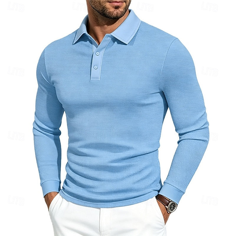 Damon | Textured Long-Sleeve Polo Shirt