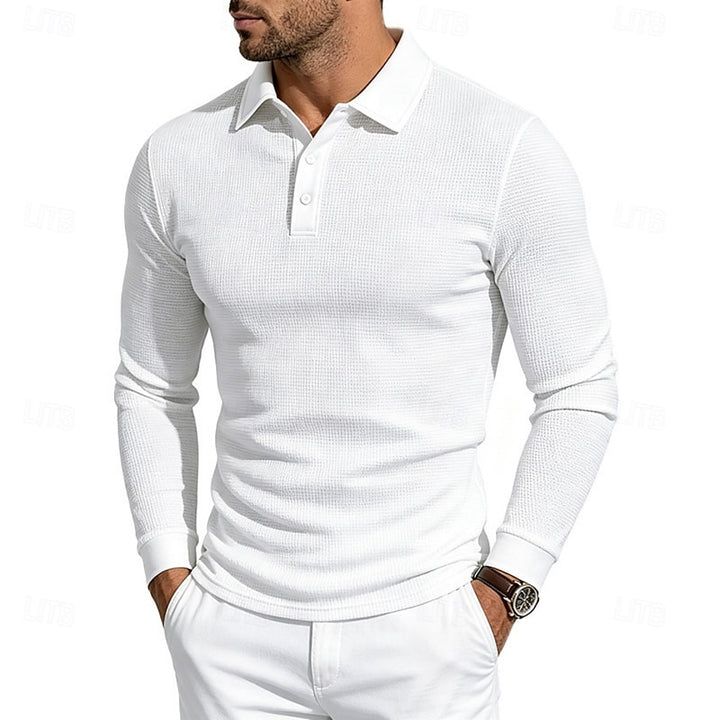 Damon | Textured Long-Sleeve Polo Shirt