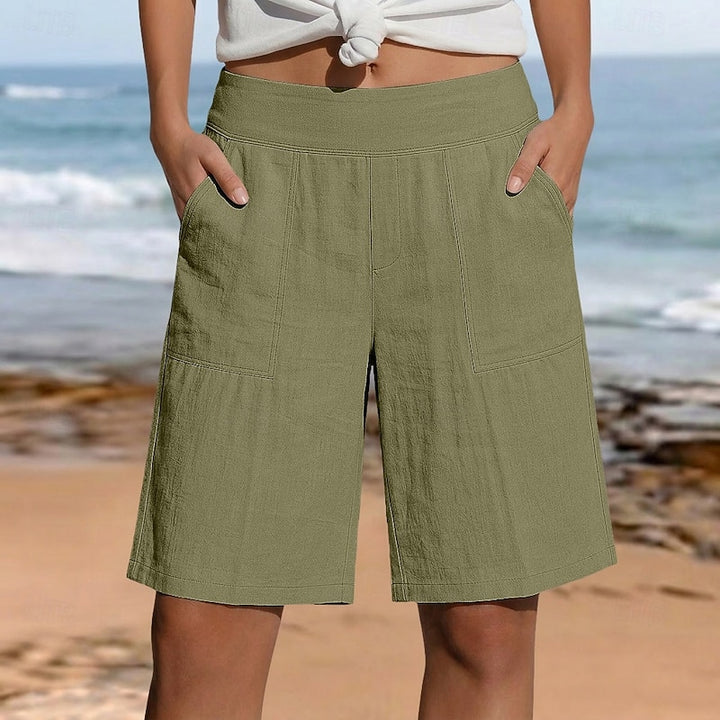 Vivienne | Relaxed High-Waist Knee-Length Shorts