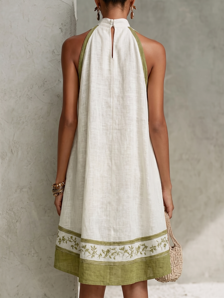 Anaïs | Sleeveless Floral-Trim A-Line Dress