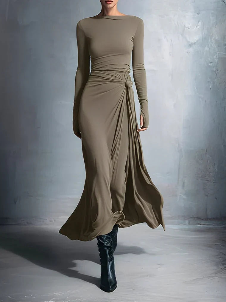 Lenora | Draped Side-Knot Maxi Dress