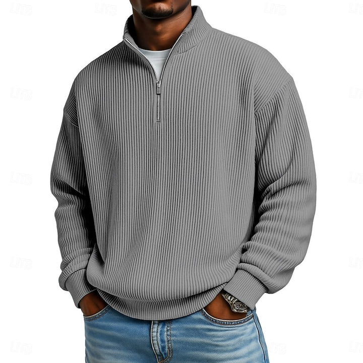Garrett | Ribbed Stand-Collar Quarter-Zip Pullover