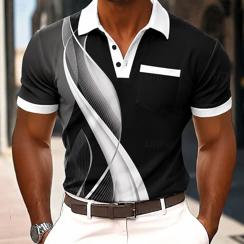 Everest | Modern Line-Print Polo Shirt
