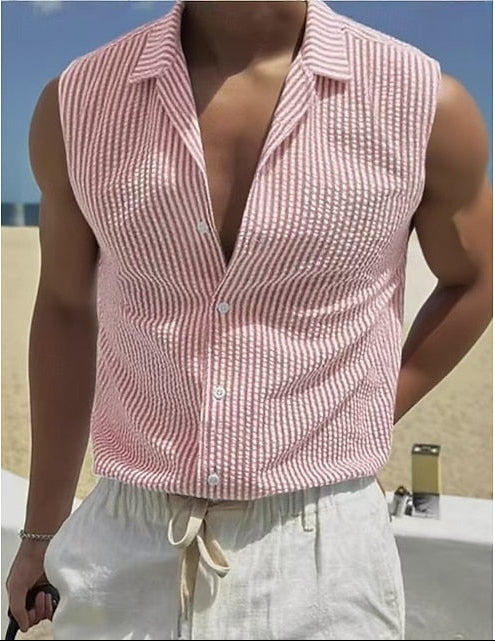 Beau | Men's Seersucker Sleeveless Shirt