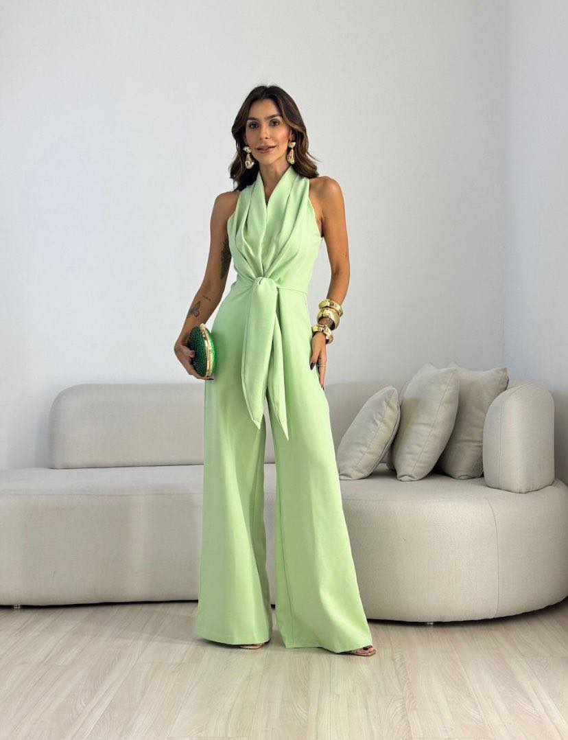 Paula | Women's Halter Tie-Front Wide-Leg Jumpsuit