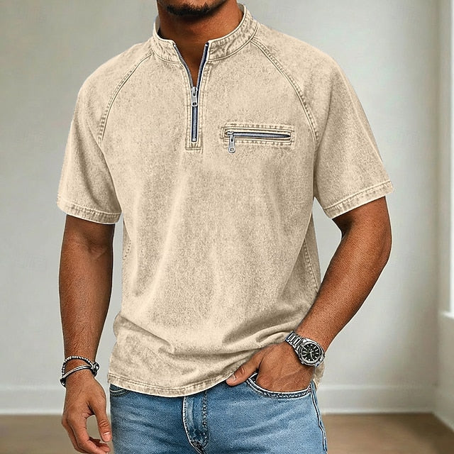 Floyd | Men's Washed Cotton Stand Collar Short Sleeve Shirt