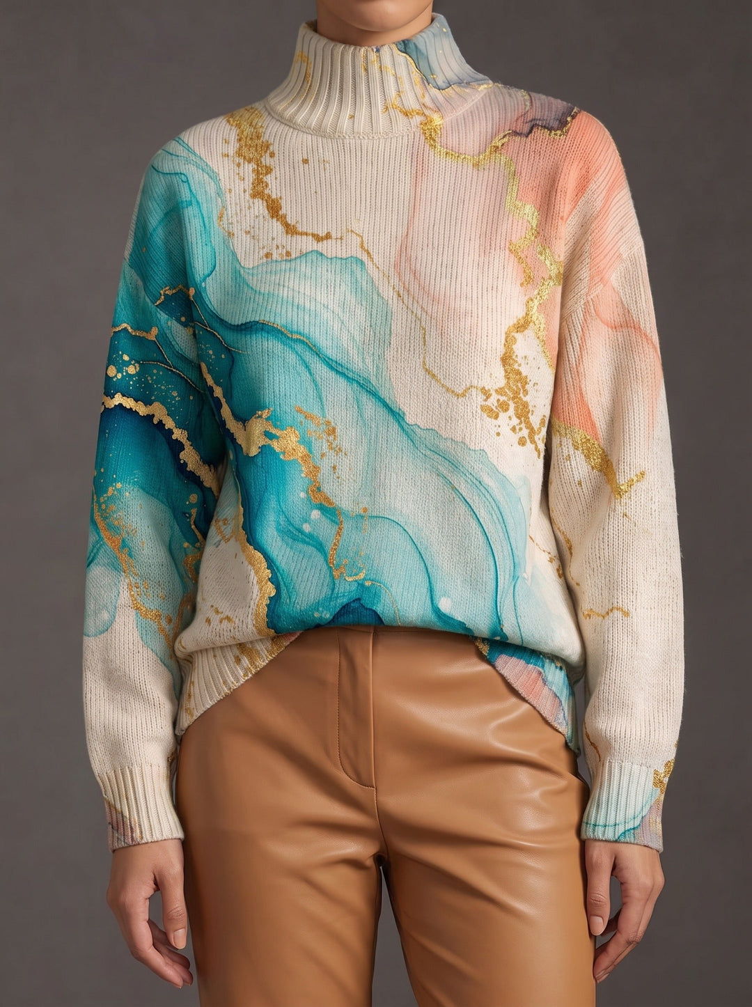 Miriam | Marbled Art Turtleneck