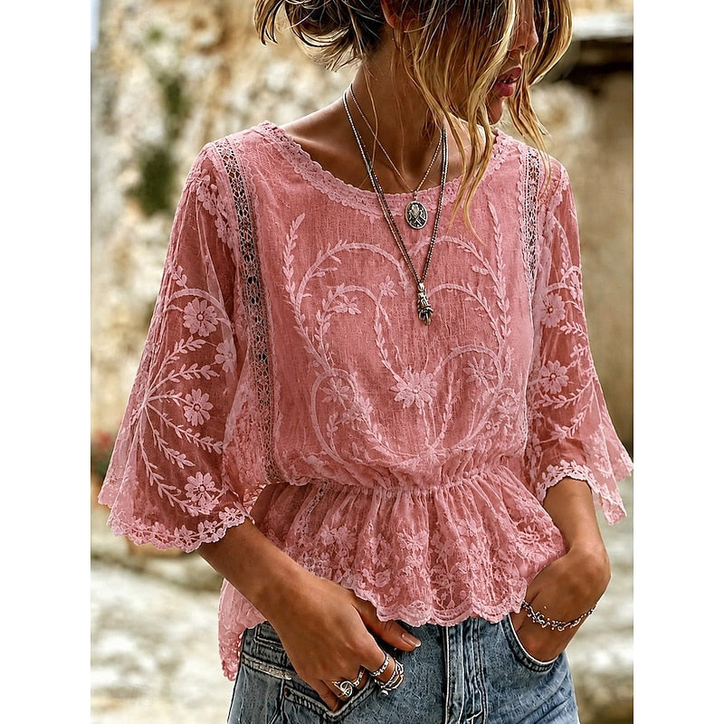 Cecilia | Embroidered Peplum Blouse