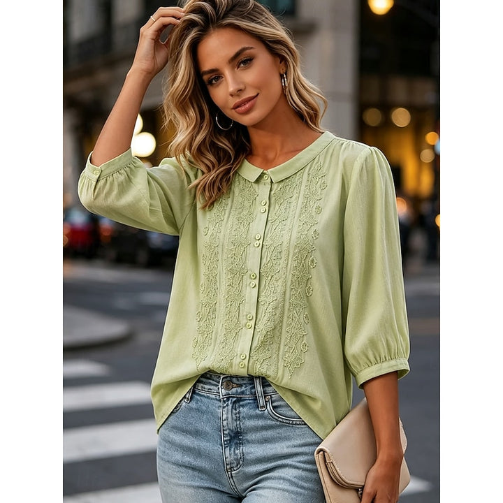 Harriet | Embroidered Peter Pan Collar Blouse