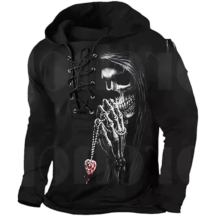 Barrett | Halloween Skull Lace-Up Hoodie