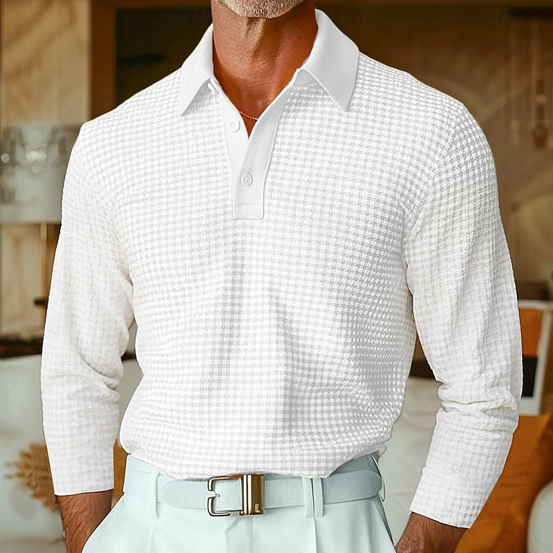 Theron | Textured Long-Sleeve Polo