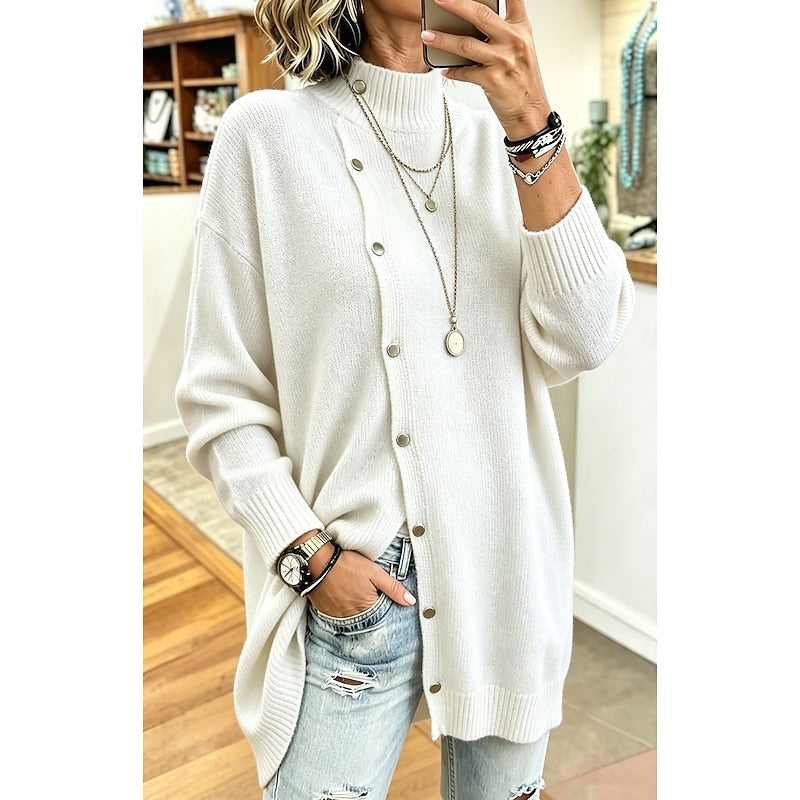 Sharon | Longline Buttoned Turtleneck Cardigan