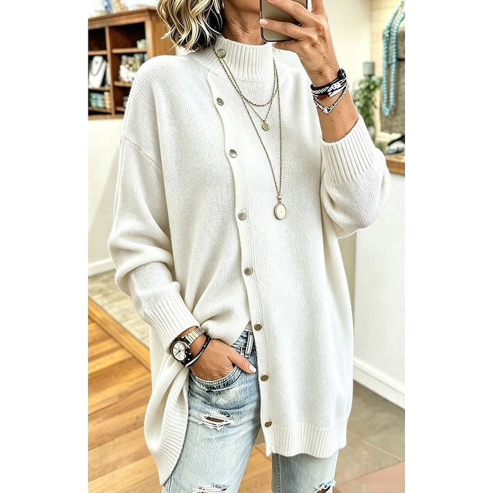 Sharon | Longline Buttoned Turtleneck Cardigan