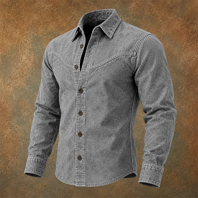 Caleb | Men's Washed Cotton Long Sleeve Shirt