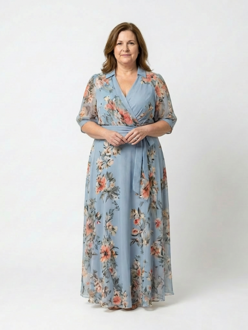 Aveline | Floral Wrap V-Neck Maxi Dress