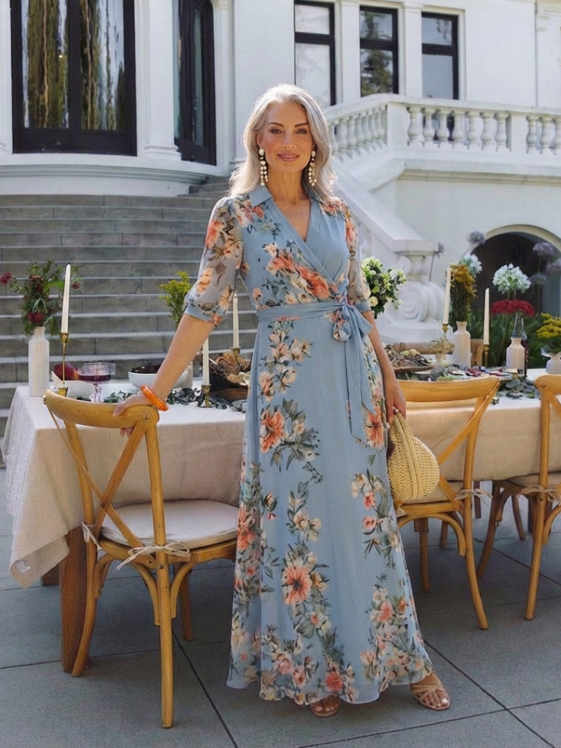 Aveline | Floral Wrap V-Neck Maxi Dress
