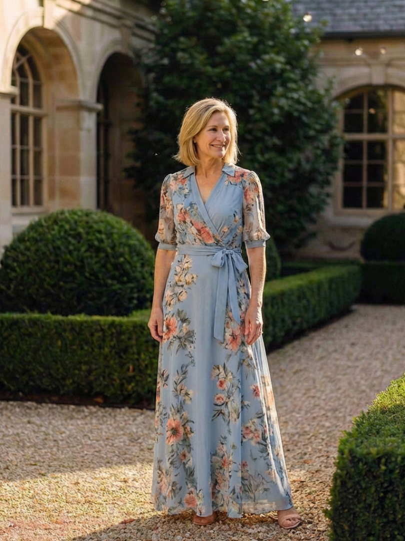 Aveline | Floral Wrap V-Neck Maxi Dress