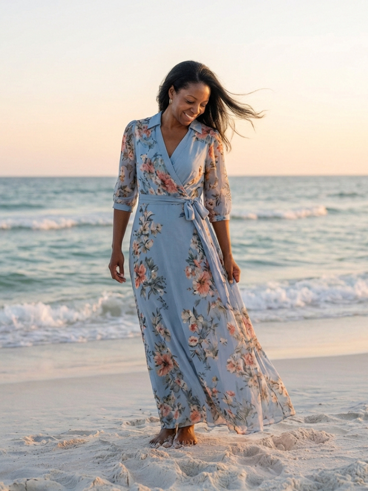 Aveline | Floral Wrap V-Neck Maxi Dress
