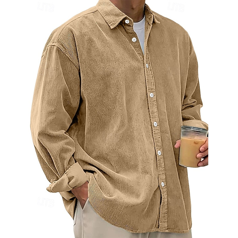 Emmett | Ribbed Textured Button-Up Shirt