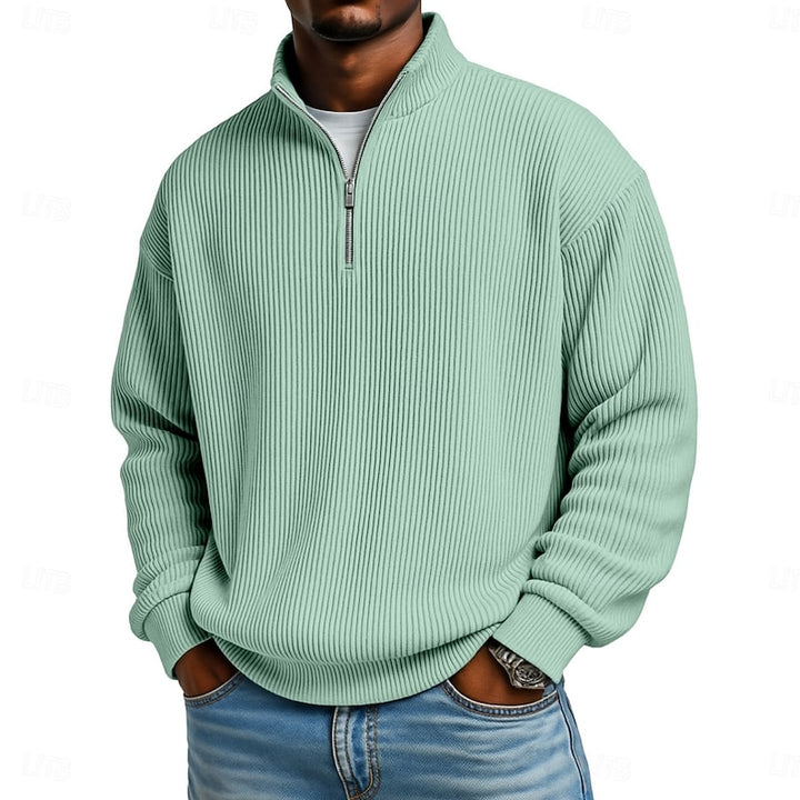 Garrett | Ribbed Stand-Collar Quarter-Zip Pullover
