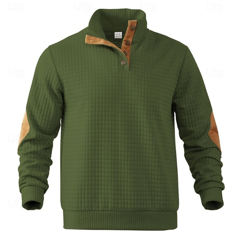 Bradley | Elbow-Patch Standing Collar Pullover