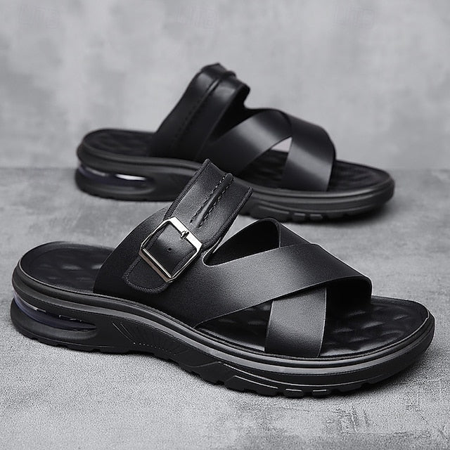 Dominic | Men's Leather Cross-Strap Sandals