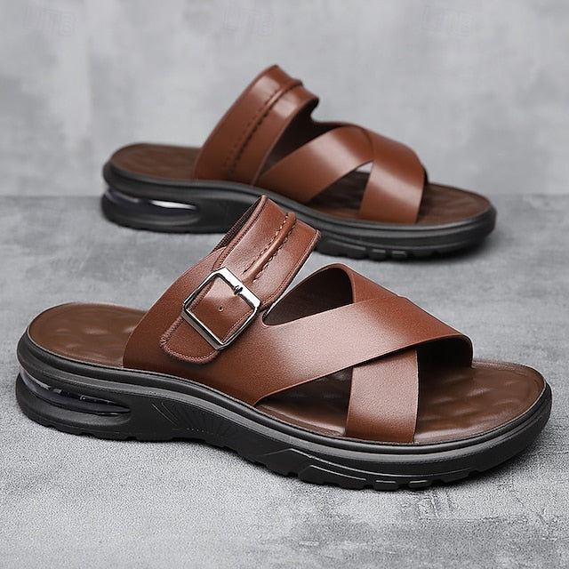 Dominic | Men's Leather Cross-Strap Sandals
