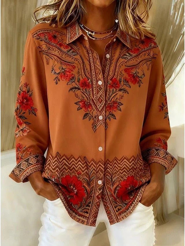 Marigold | Bohemian Floral Long Sleeve Blouse
