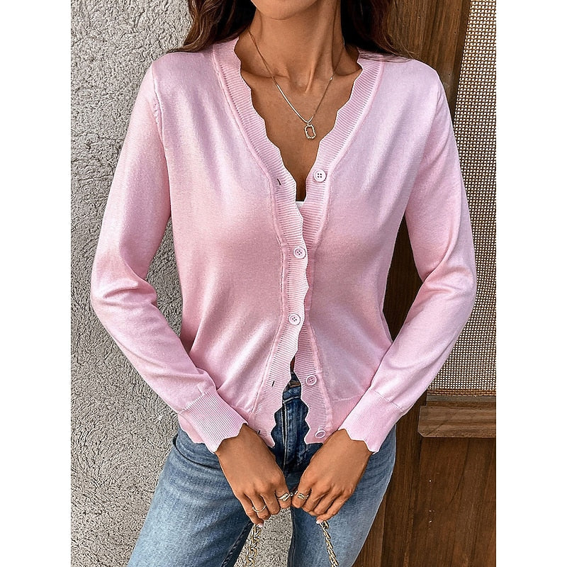 Loretta | Scalloped Button-Front Cardigan