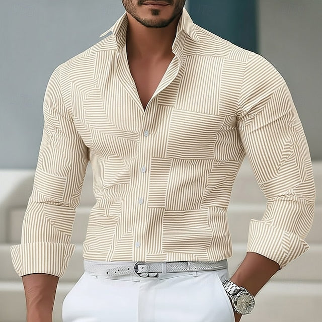 Nolan | Men's Geometric Stripe Long Sleeve Shirt