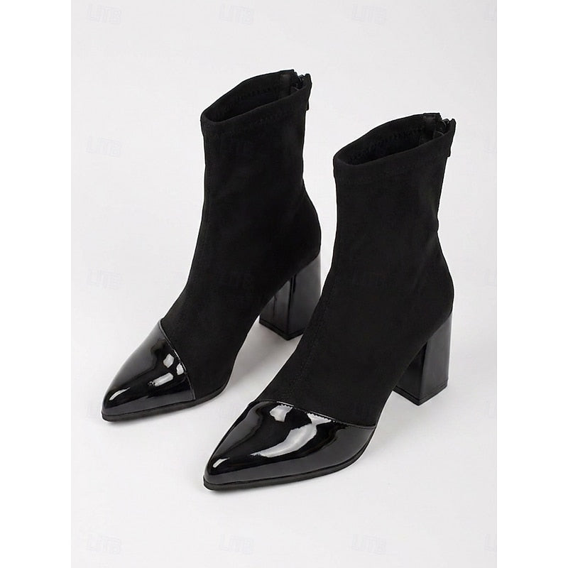 Lillian | Cap-Toe Chunky Heel Ankle Boots