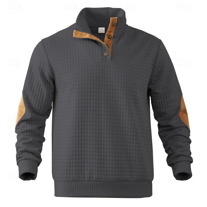 Bradley | Elbow-Patch Standing Collar Pullover