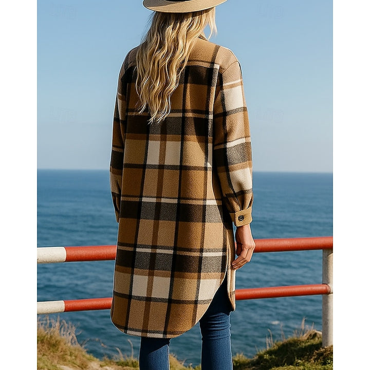 Delia | Christmas Plaid Longline Coat